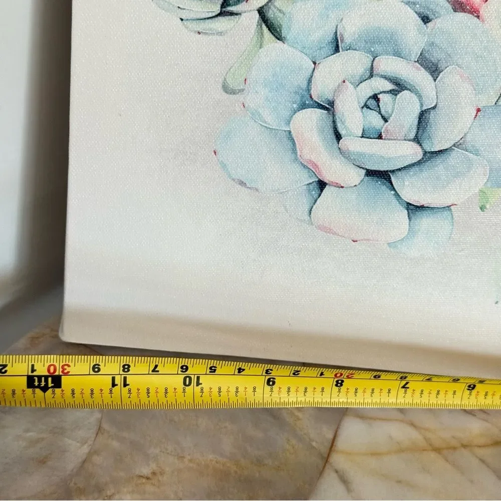 Floral Canvas Art with Pink and Blue Succulents